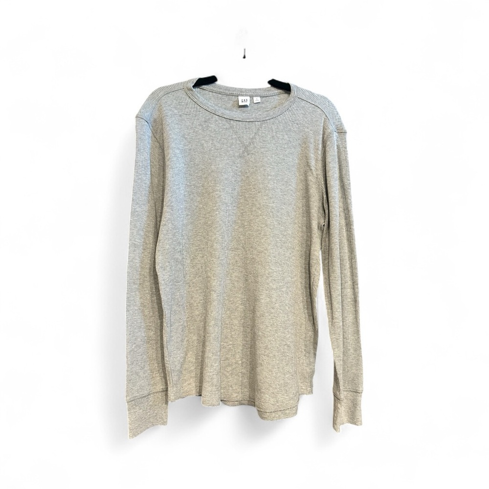 GAP Men's Heather Gray Waffle Long Sleeve Tee